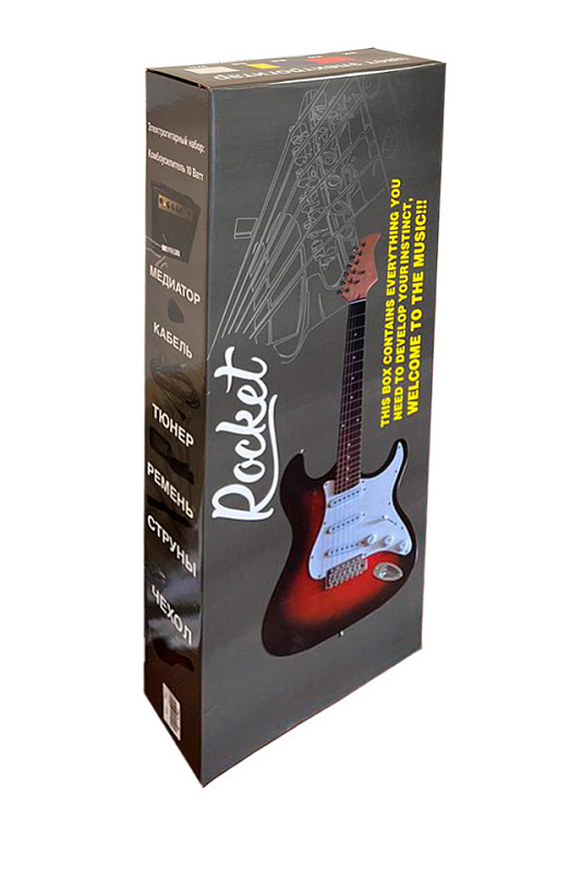 Фото Комплект с электрогитарой и комбиком ROCKET PACK-1 BK