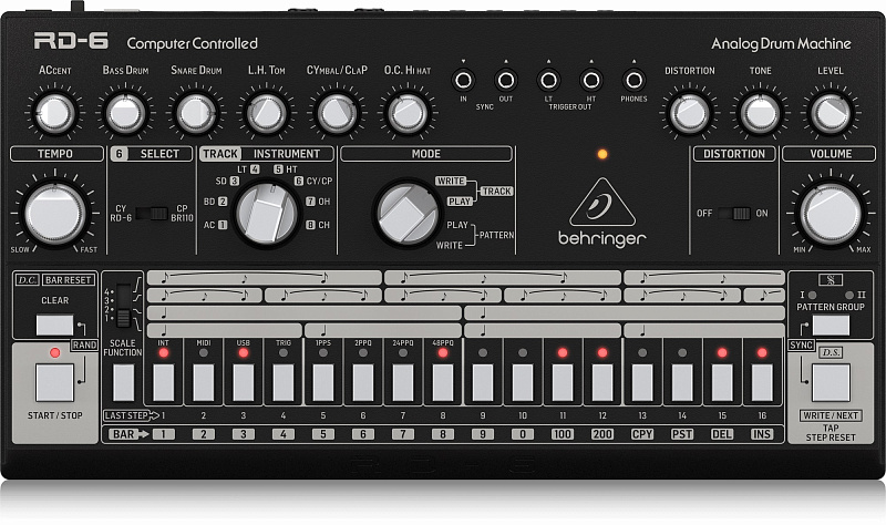 Фото Аналоговая драм-машина BEHRINGER RD-6-BK